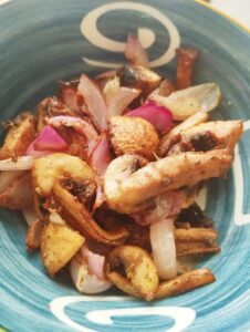 Air fryer mushrooms and onions